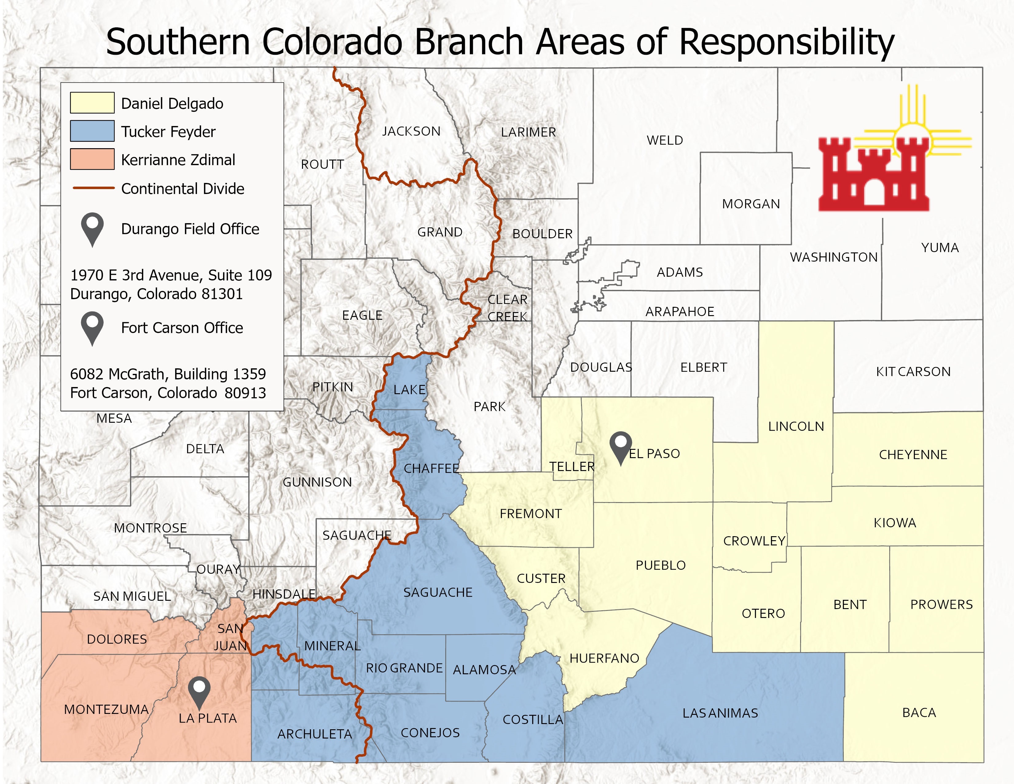 Image of the Albuquerque District, Regulatory Division's Southern Colorado Branch area of responsibility. Image of the Albuquerque District, Regulatory Division's Southern Colorado Branch area of responsibility.
